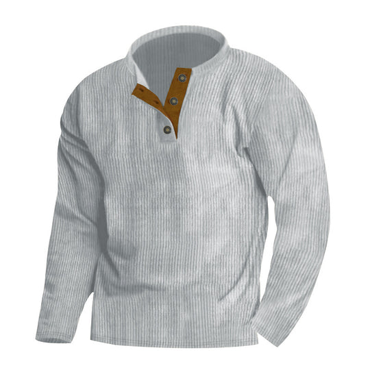 Herren Langarm-Pullover mit strukturierter Oberfläche und eleganter Knopfleiste EB