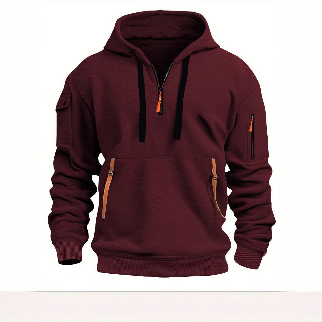 Herren funktionaler Kapuzenpullover mit modischen Reißverschlusstaschen EB