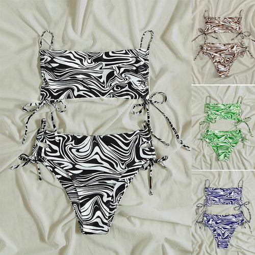 Damen Bandeau-Bikini-Set mit Stilvollem Rüschendesign EB