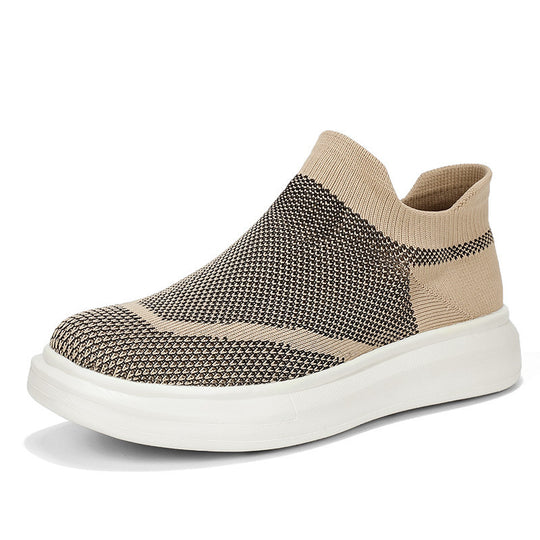 Damen Atmungsaktive Slip-On Sneakers mit elastischem Strickdesign EB
