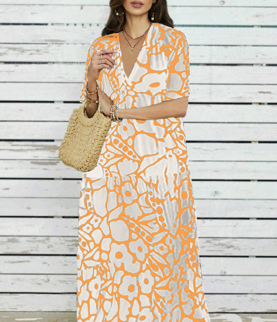Damen Maxi-Kleid mit floralem Design und weitem Schnitt EB