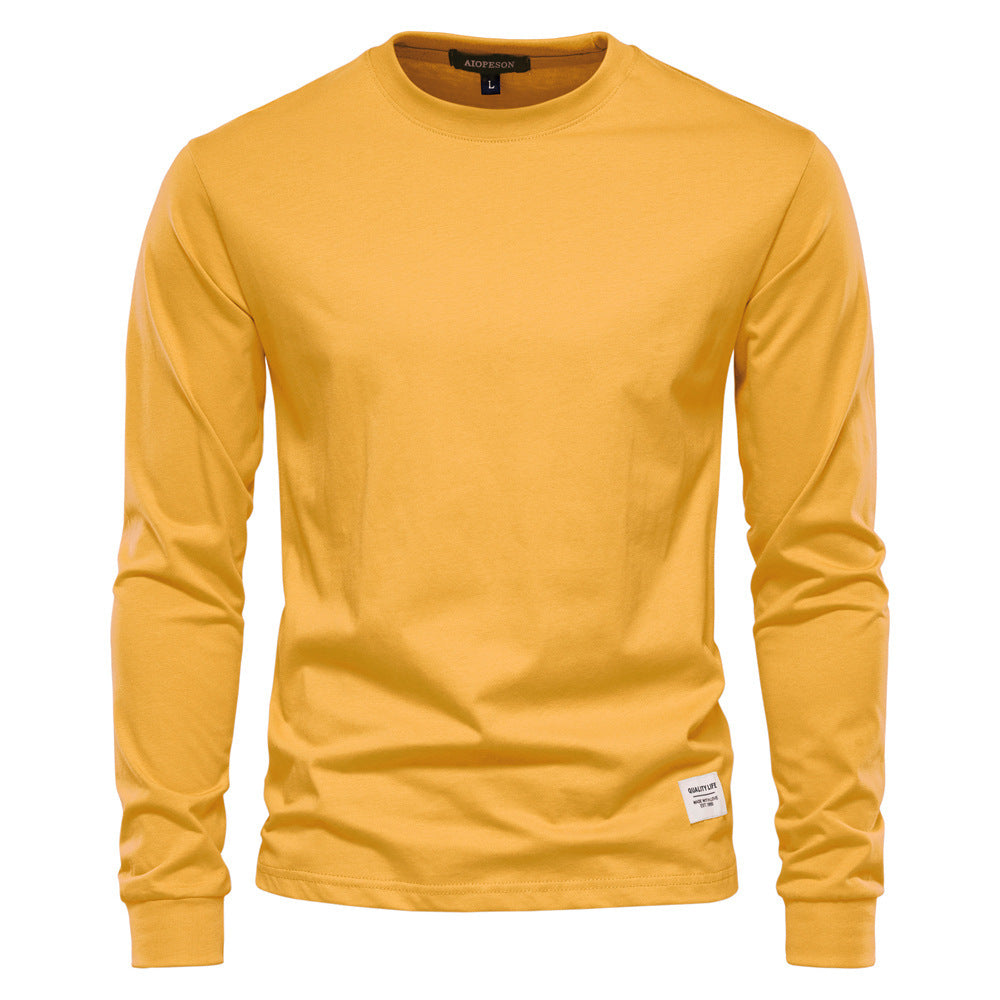 Herren nan klassisches langärmliges Baumwollshirt mit Rundhalsausschnitt und elastischen Bündchen EB