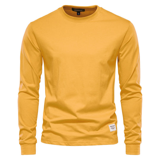 Herren nan klassisches langärmliges Baumwollshirt mit Rundhalsausschnitt und elastischen Bündchen EB