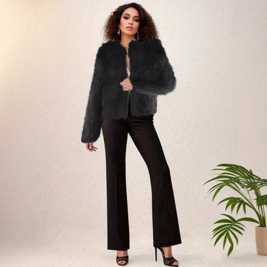 Damen kuschelige Kurzjacke mit lockerer Passform und elegantem Design EB