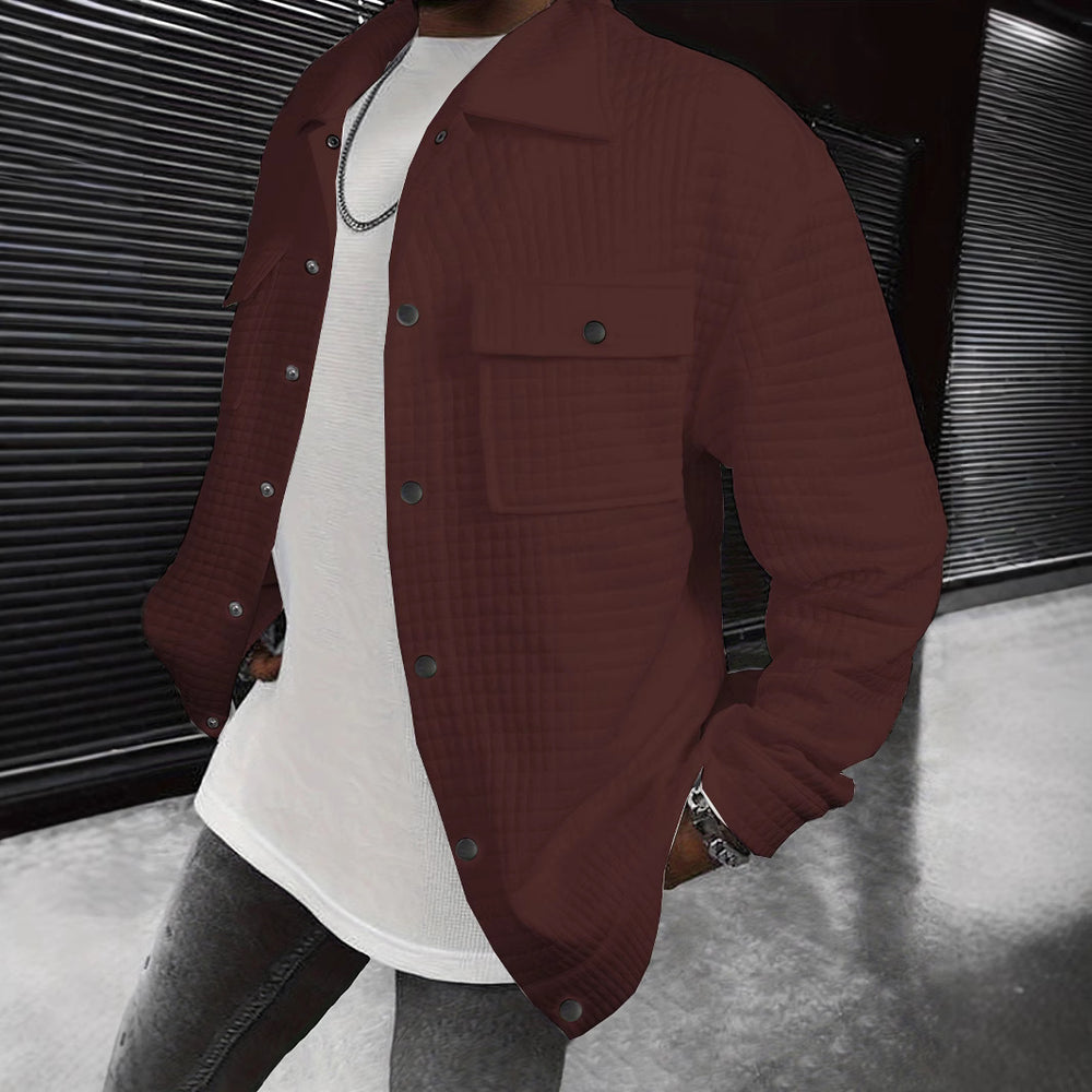 Herren Lässige Überziehjacke mit strukturiertem Design und praktischen Taschen EB