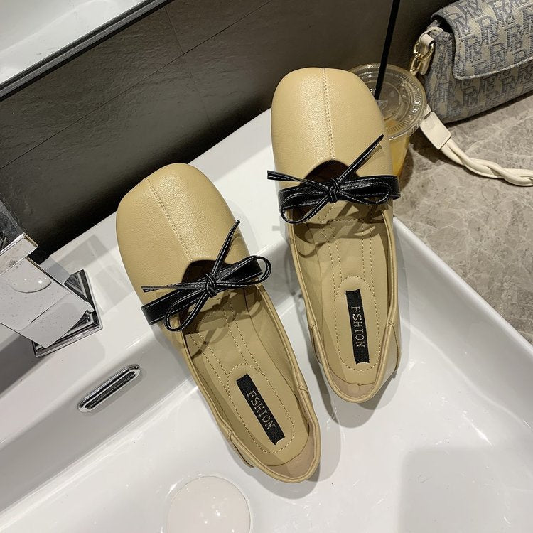 Damen elegante Ballerinas mit dekorativem Schleifenakzent EB