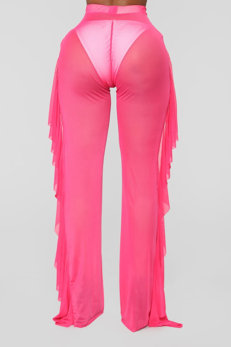 Damen Anziehbare Boho-Hosen mit Rüsche EB