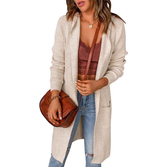 Damen Strickjacke mit tiefem V-Ausschnitt und praktischen Taschen EB