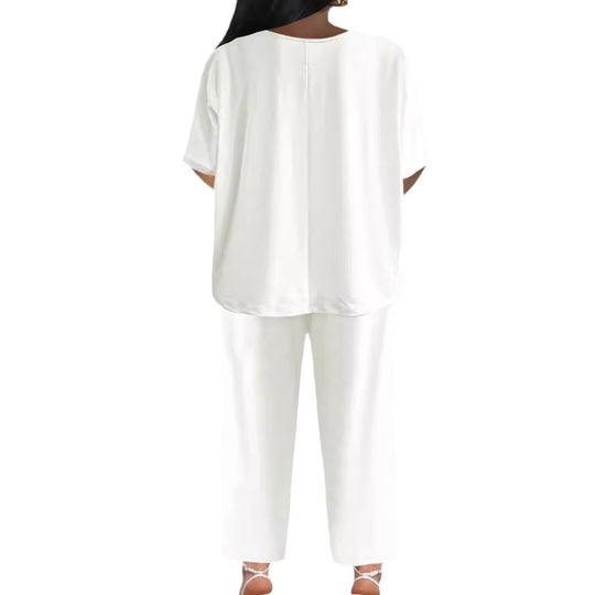 Damen Jumpsuit mit lässigem V-Ausschnitt und weitem Bein EB