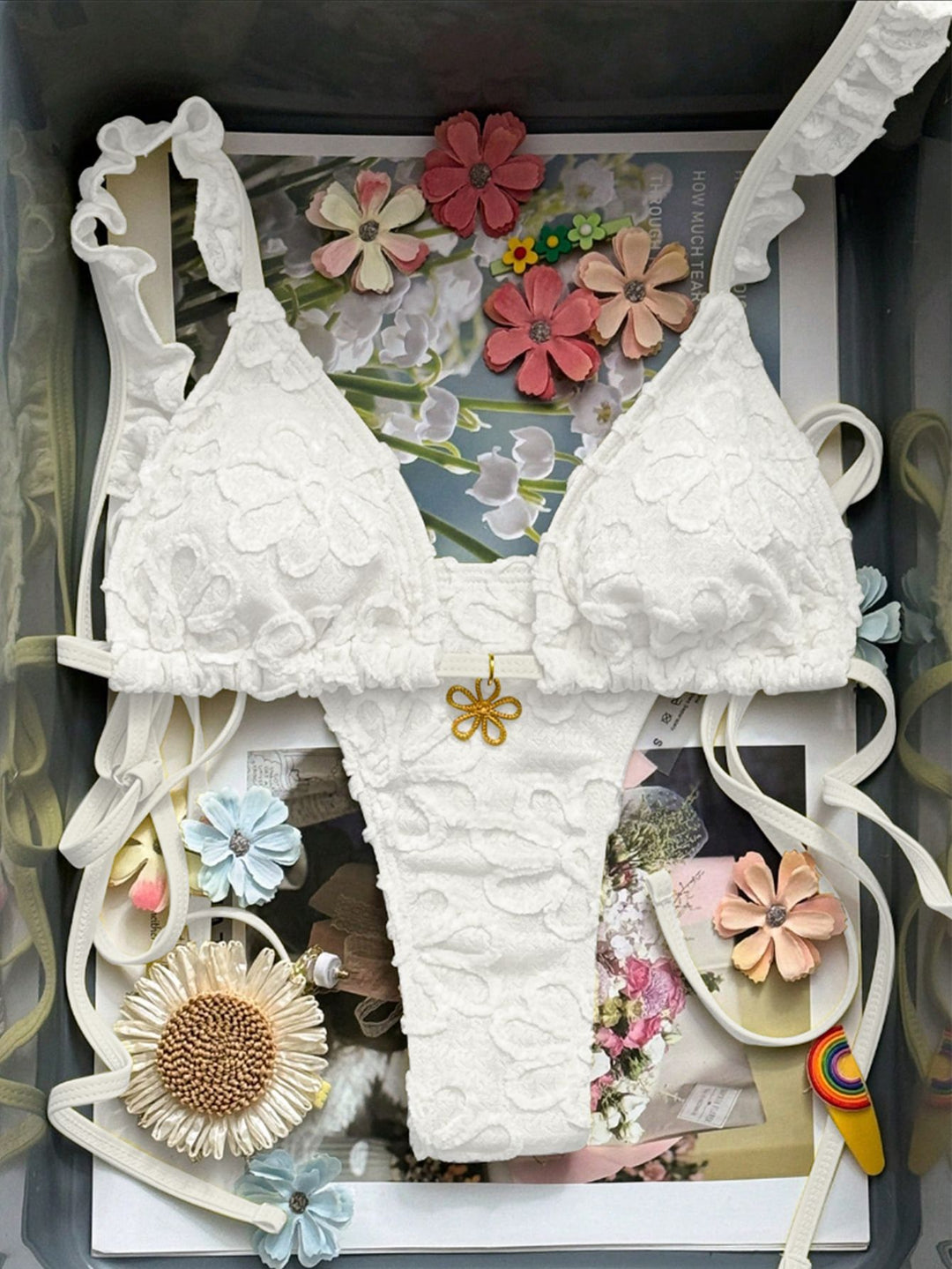 Damen Blumenverziertes Bikini-Set EB