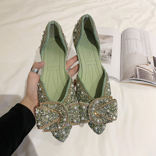 Damen Ballerinas mit funkelnden Perlenapplikationen und verziertem Obermaterial EB