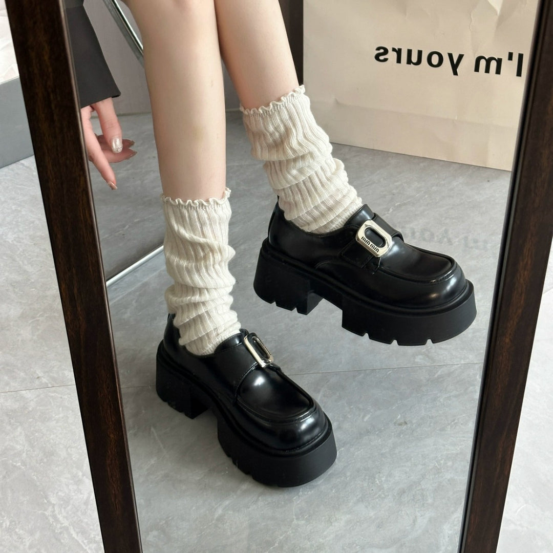 Damen Chunky Schnürschuhe mit modischer Schnallen-Applikation EB