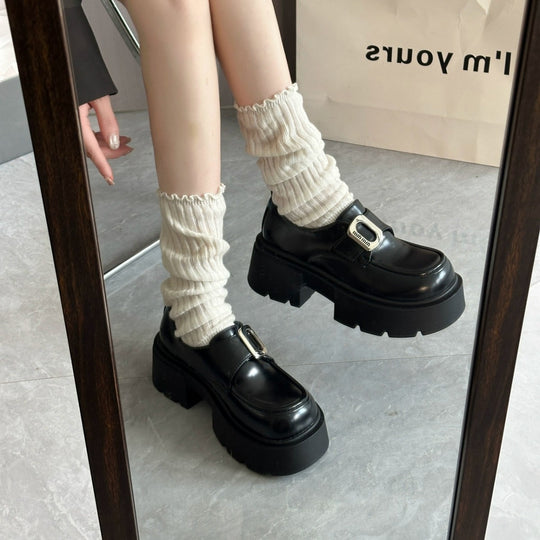 Damen Chunky Schnürschuhe mit modischer Schnallen-Applikation EB