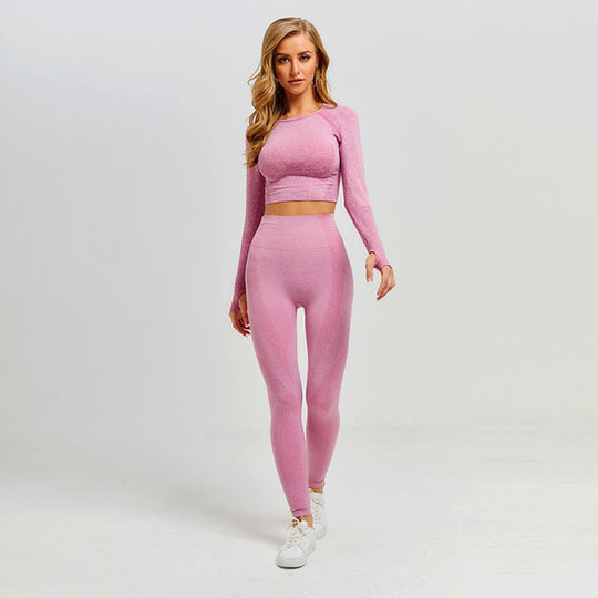 Damen Sport-Leggings mit verlängerter Passform und langem Arm-Top EB