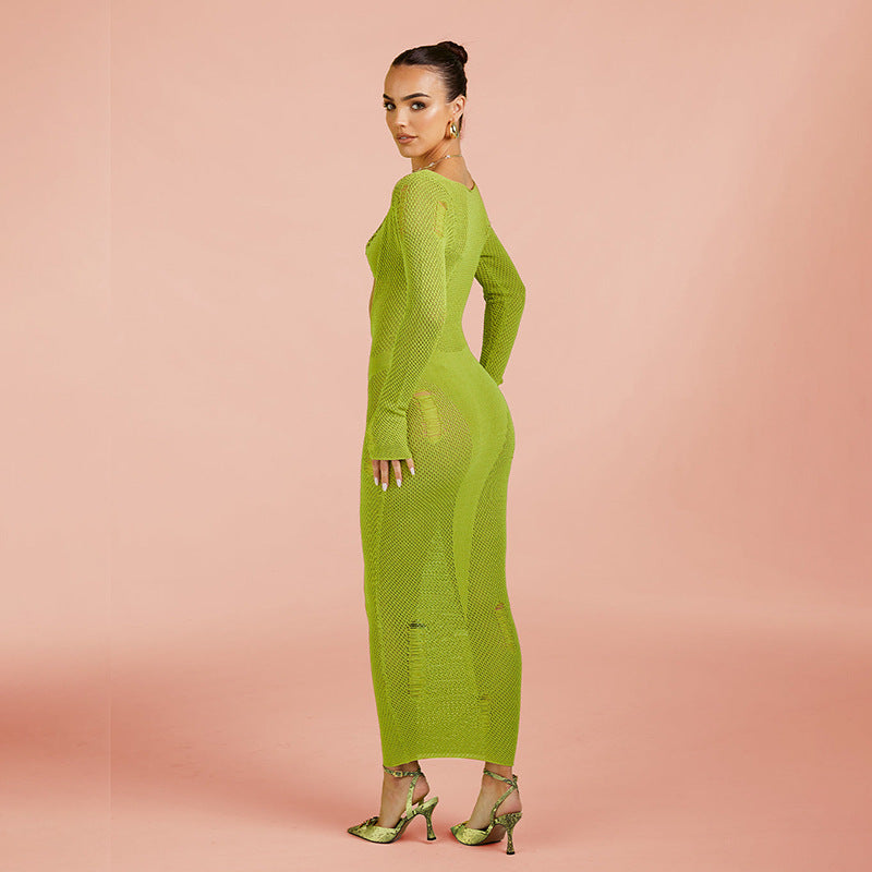 Damen eng anliegendes Netzkleid mit Cut-Out-Details EB