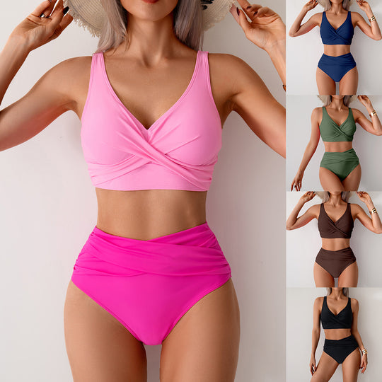 Damen Hochgeschnittenes Bikini-Set mit Wickeldetail EB