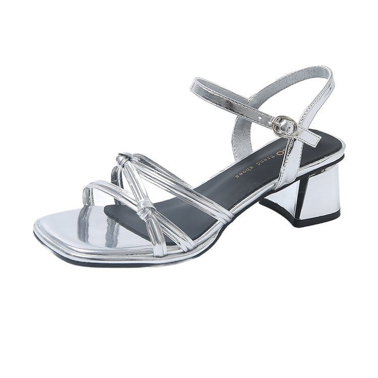 Damen elegante Sandalen mit verstellbarem Riemen und komfortablem Blockabsatz EB