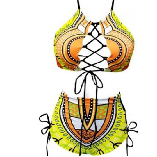 Damen Hochgeschnittener Bikini mit verspieltem Schnürdesign EB
