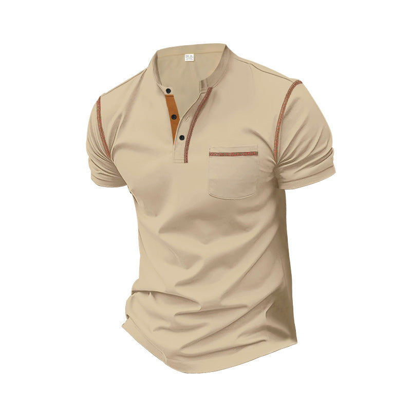 Herren shirt mit modernem Henley-Kragen und praktischen Brusttasche EB