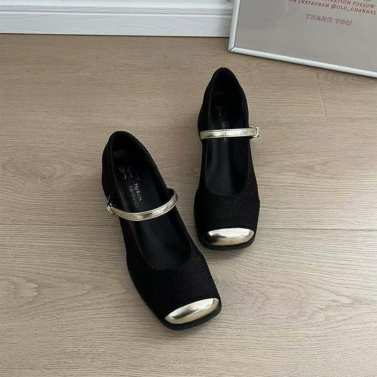Damen Elegante Mary Jane Schuhe mit feinem Obermaterial und verstellbarem Riemen EB