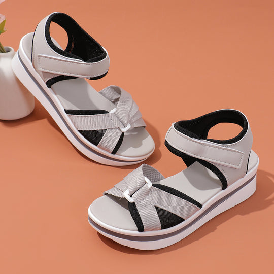 Damen luftige Plateausandalen mit komfortablem Klettverschluss EB