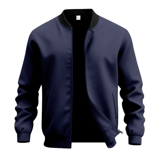 Herren nan stylische Bomberjacke mit elastischem Saum, Rippkragen und verdecktem Reißverschluss EB