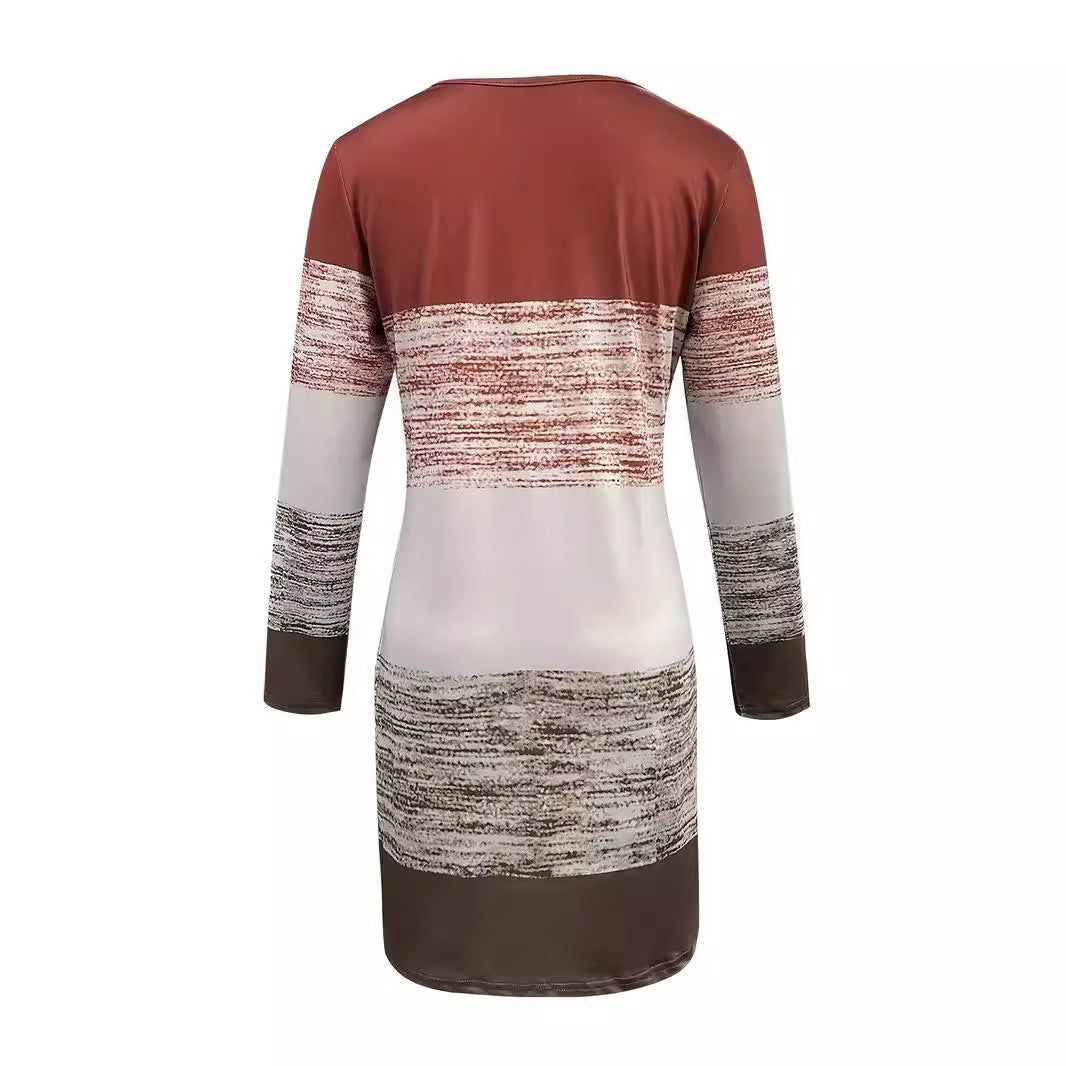 Damen Freizeitkleid mit modernem Streifenmuster und bequemen Schnitt EB