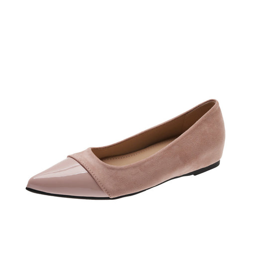 Damen elegante Ballerinas mit geschmackvollem Lack- und Veloursledermix EB