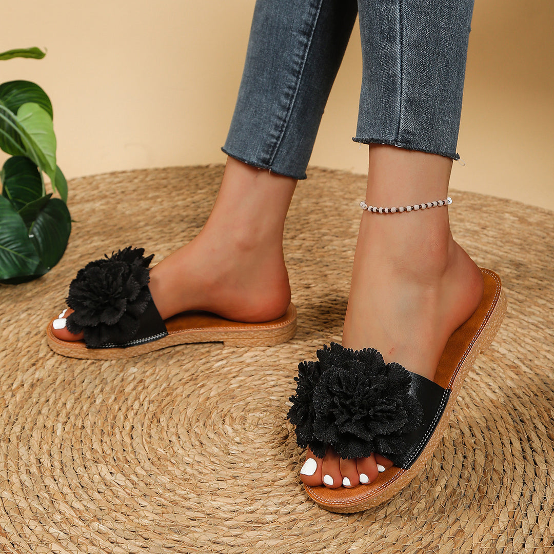 Damen Pantoletten mit dekorativen Blumendetails EB