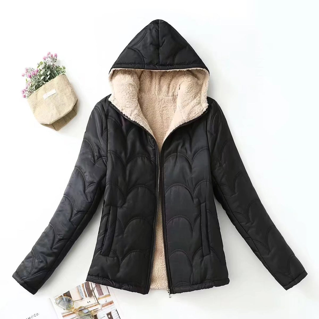 Damen Gesteppte Kapuzenjacke mit kuscheligem Teddyfutter und seitlichen Eingrifftaschen EB