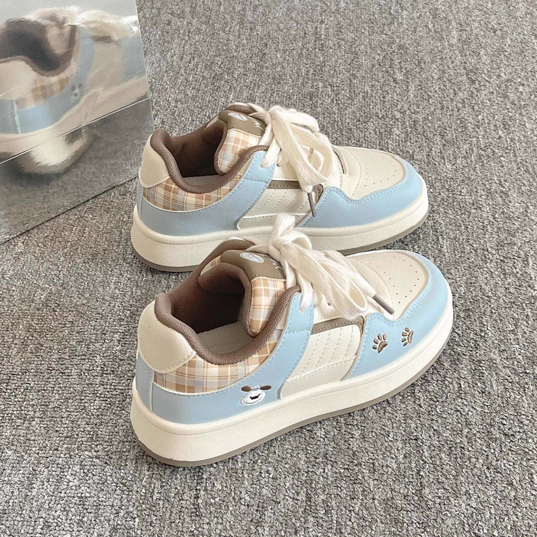 Damen Sneakers im verspielten Karo-Look mit Tiermotiven und bequemer Dämpfung EB