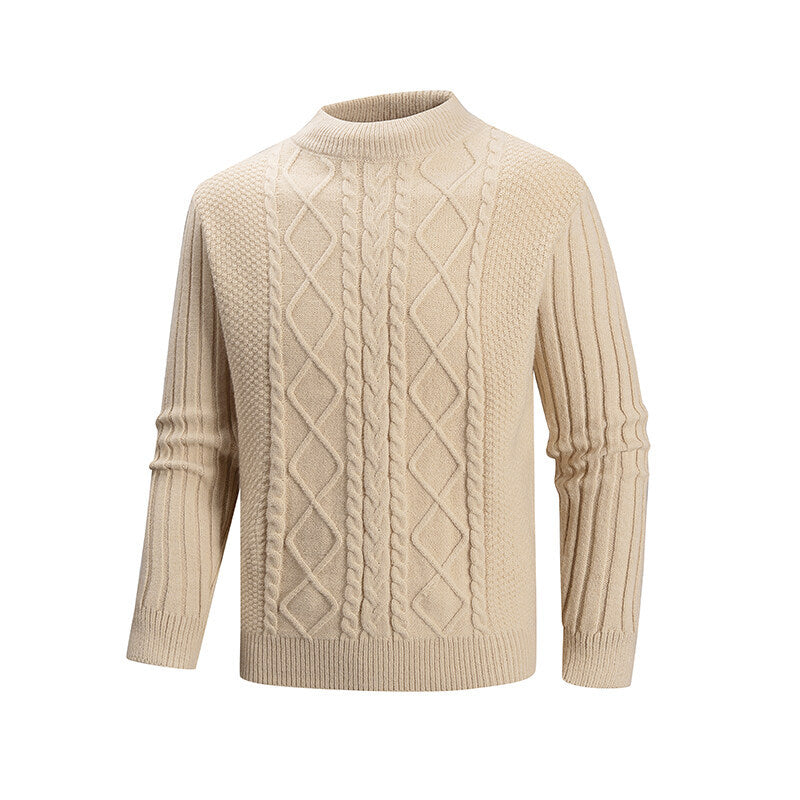 Herren Strickpullover mit strukturiertem Design und hohem Kragen EB