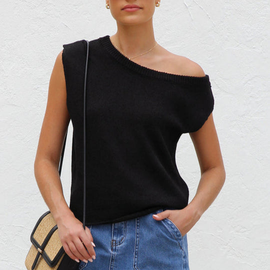 Damen modisches, asymmetrisches Top EB