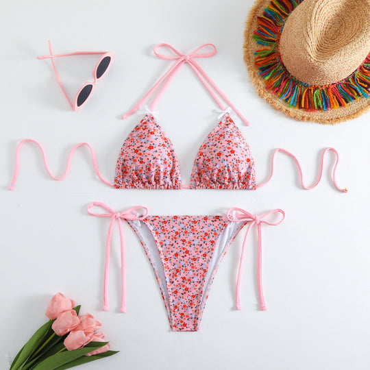 Damen Blumiger Triangel-Bikini EB