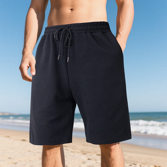 Herren nan knielange Textur-Badeshort mit elastischem Kordelbund und seitlichen Eingrifftaschen EB