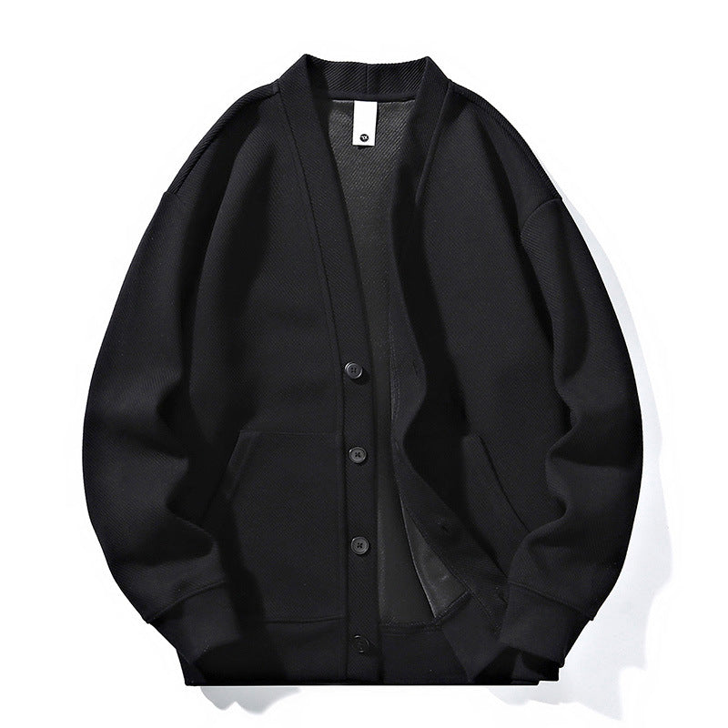 Herren oversized Strickcardigan mit V-Ausschnitt, Knopfleiste und aufgesetzten Taschen EB