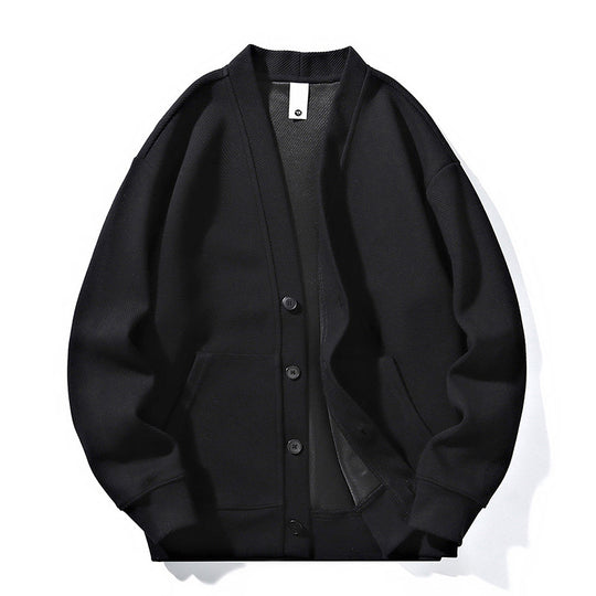 Herren oversized Strickcardigan mit V-Ausschnitt, Knopfleiste und aufgesetzten Taschen EB