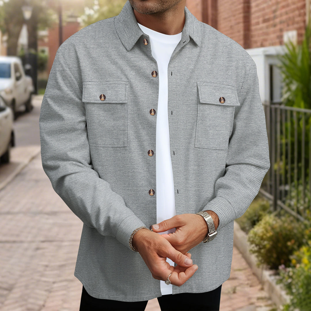 Herren modische Hemdjacke mit durchgehender Knopfleiste und Brusttaschen EB