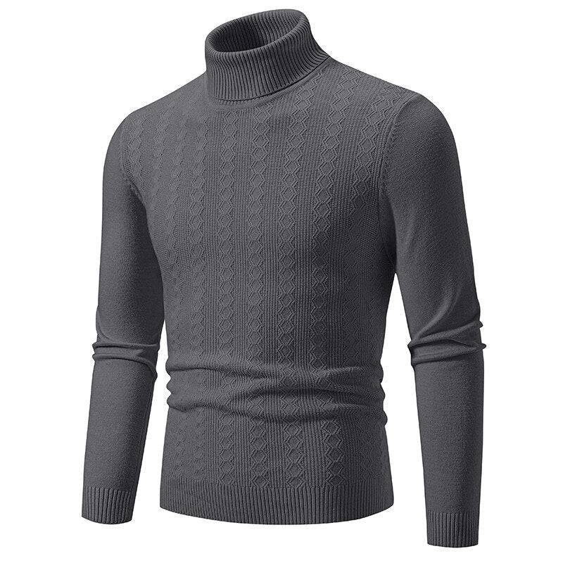 Herren Rollkragenpullover mit strukturiertem Zopfdesign EB