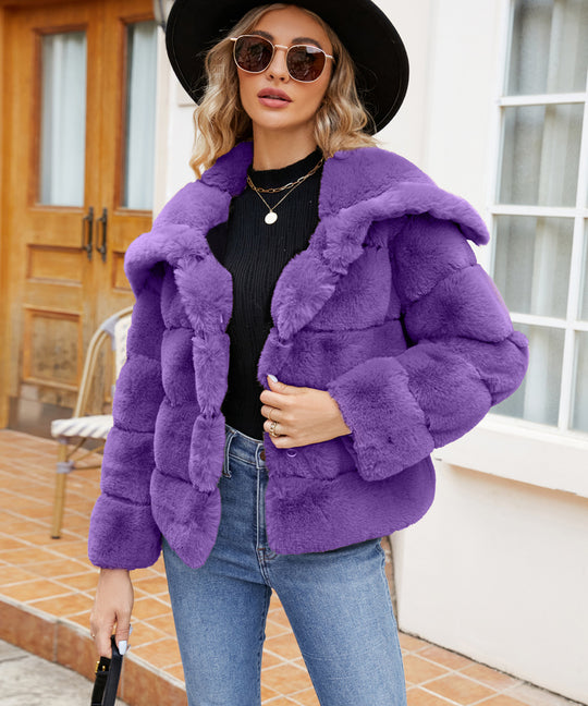 Damen Fleece-Puffjacke mit Kapuze EB