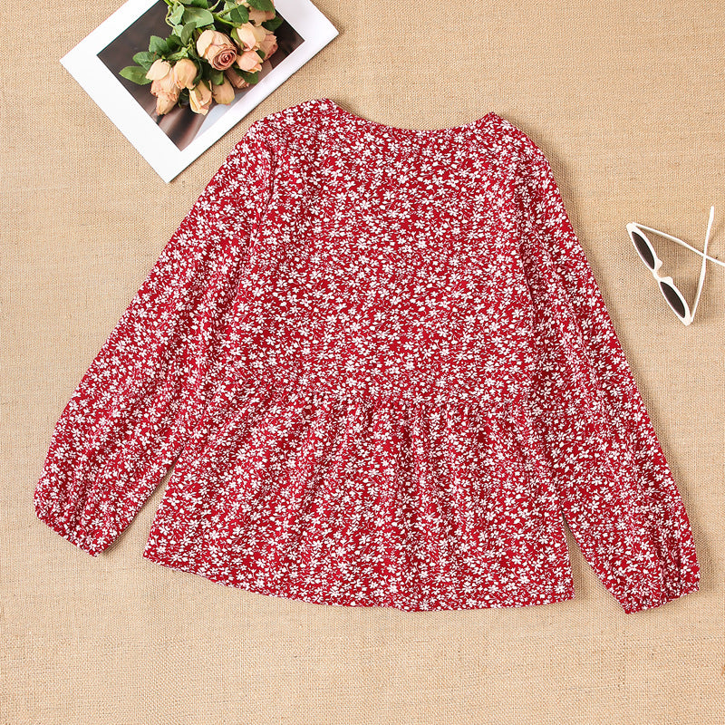 Damen Bluse mit floralem Design und Knopfdetails EB