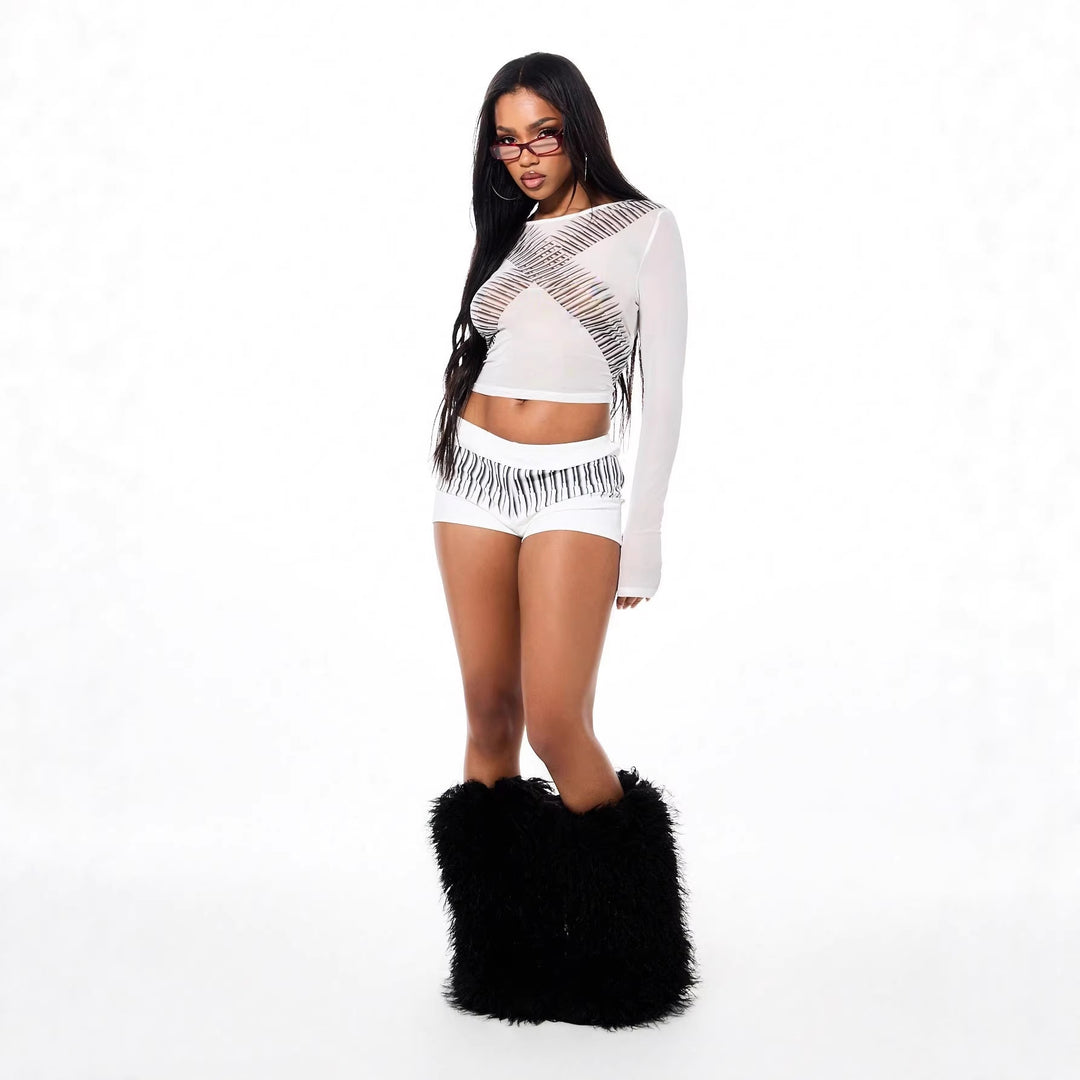 Damen Sportliche Shorts mit exotischem Streifendesign EB