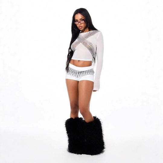 Damen Sportliche Shorts mit exotischem Streifendesign EB