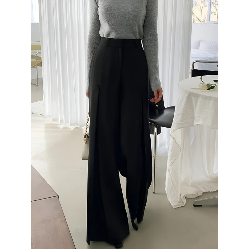 Damen elegante weite Hose mit Falten EB
