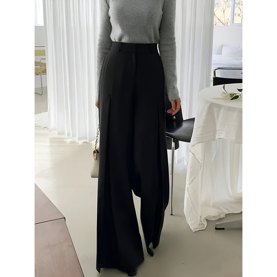 Damen elegante weite Hose mit Falten EB