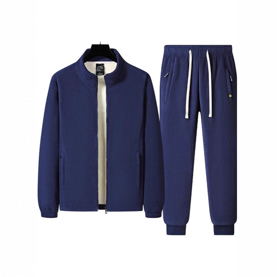 Herren dreiteiliges Fleece-Set mit wattierter Weste, Stehkragenjacke und Jogginghose EB
