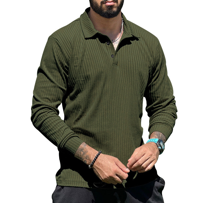 Herren langer Strickpullover mit strukturiertem Design und Knopfleiste EB