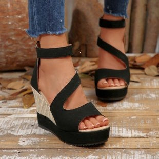 Damen Wedge-Sandaletten mit komfortablem Riemen-Design EB