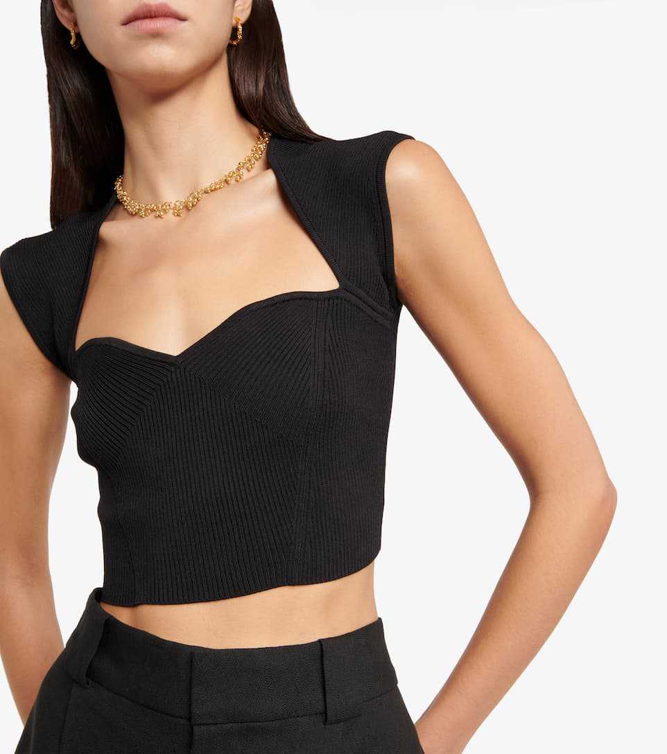 Damen Crop-Top mit strukturiertem Schnitt und tiefem V-Ausschnitt EB