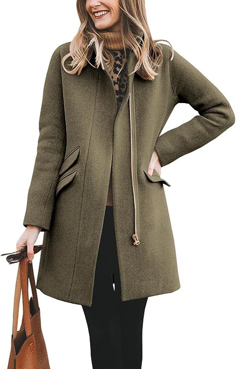 Damen modischer Wollmantel mit asymmetrischem Schnitt EB